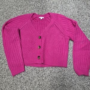 Gianni Bini GB Hot Pink Cropped Cardigan Sweater - Size L - NWOT